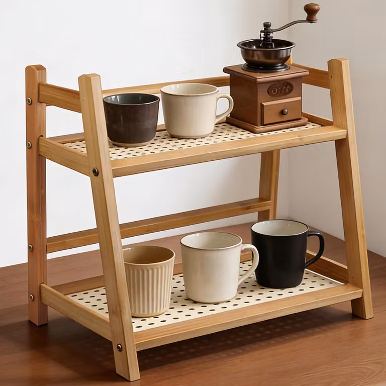 Mobiletto per caffè, supporto per barista, scaffale in legno, porta tazze, organizer per tè