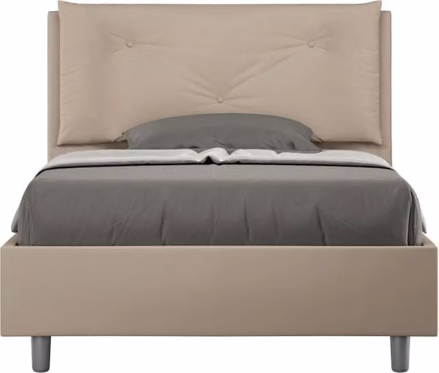 Letto 1 Piazza E Mezzo 120x200 cm Senza Rete Imbottito in Similpelle Appia Large Tortora