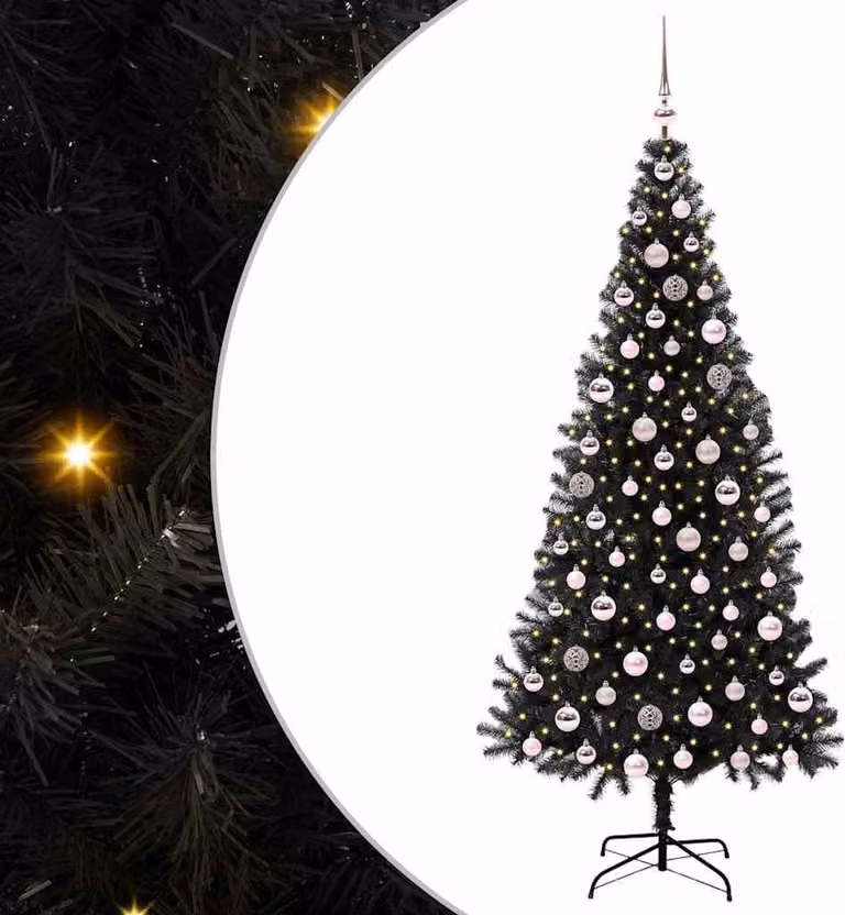 Albero di Natale con 300 LED con supporto Nero 210 cm PVC