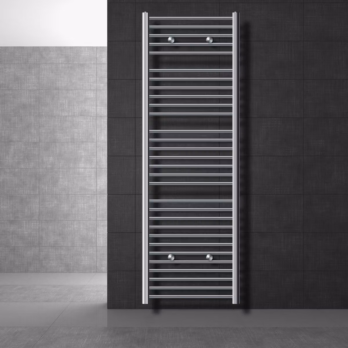 LuxeBath radiatore per bagno Sahara, 600x1800 mm, cromo, diritto con attacco laterale, senza elemento riscaldante