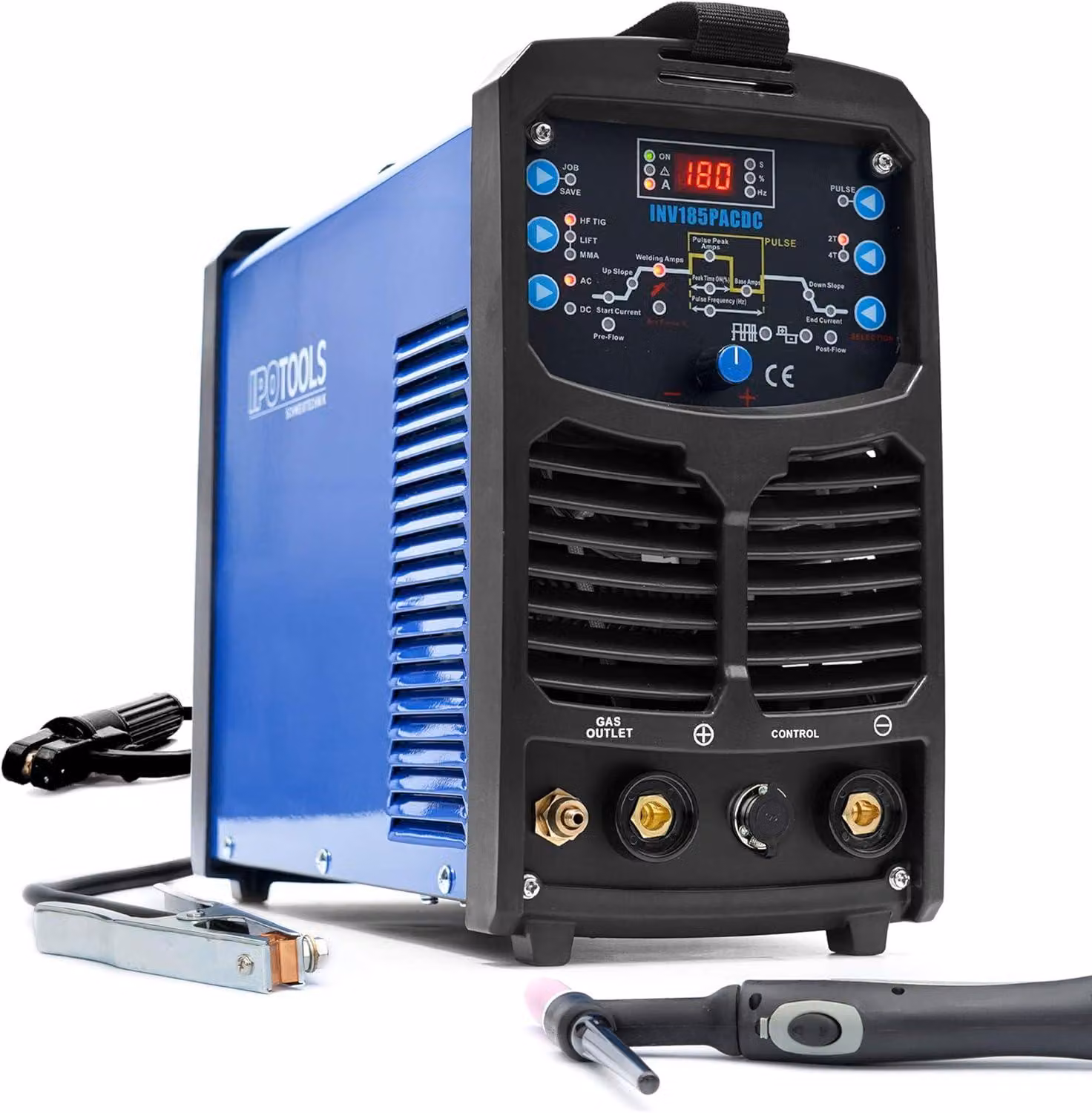 Apparecchio di saldatura TIG da 180 ampere, AC/DC, completamente digitale e con funzione di impulsi