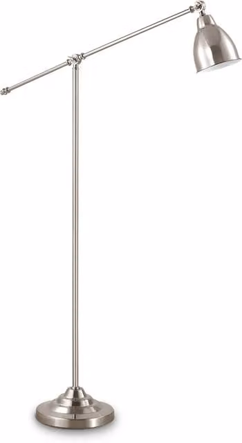 Piantana Industrial-Minimal Newton IDEAL LUX in Metallo Cromo Argento con Luce E27 Regolabile