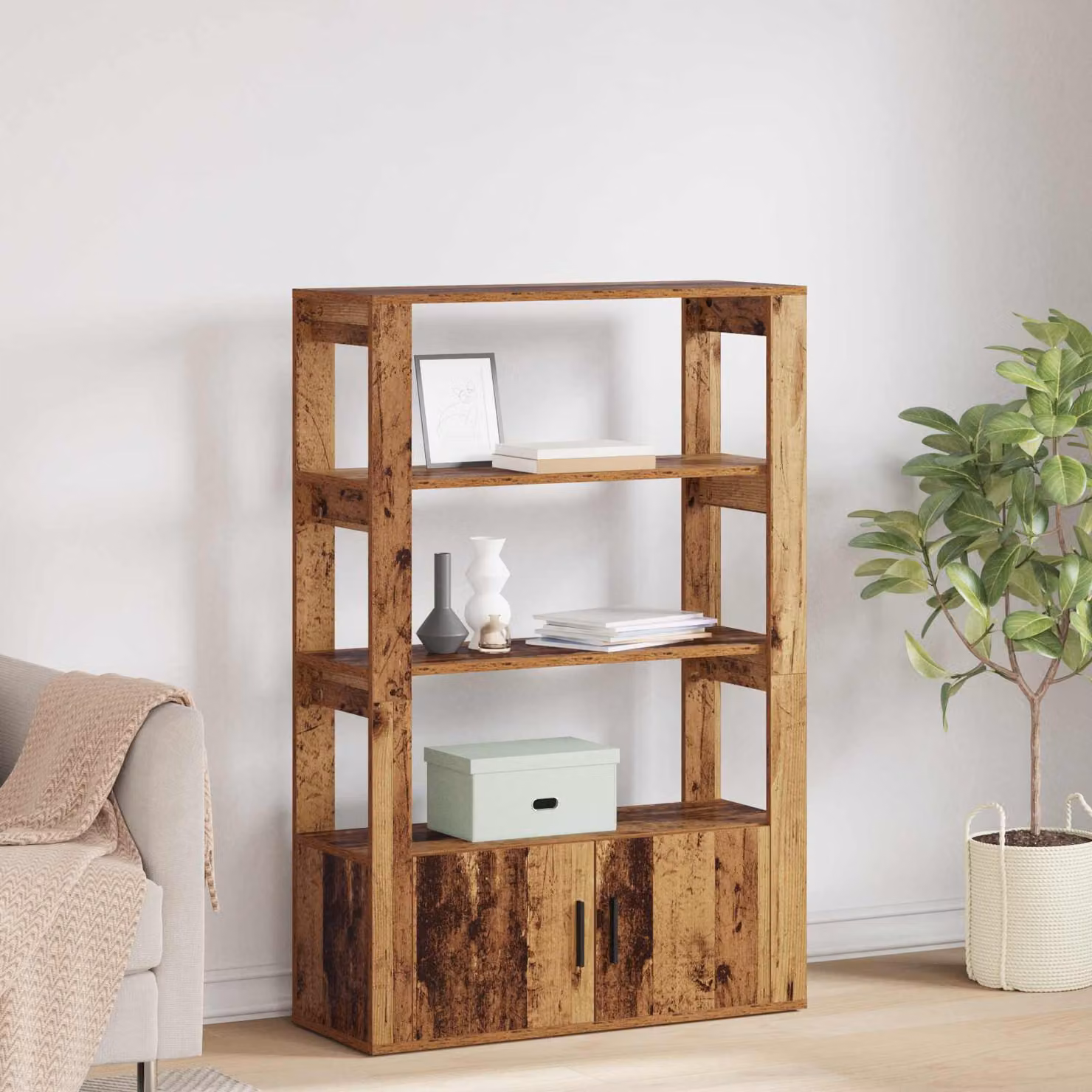 Credenza moderna vidaXL in legno ingegnerizzato color marrone L: 80 cm, P: 30 cm, H: 119.5 cm