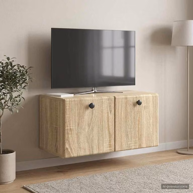 vidaXL Mobile Porta TV da Muro Moderno in Legno Marrone, L: 59,5 cm, P: 31 cm, H: 30 cm