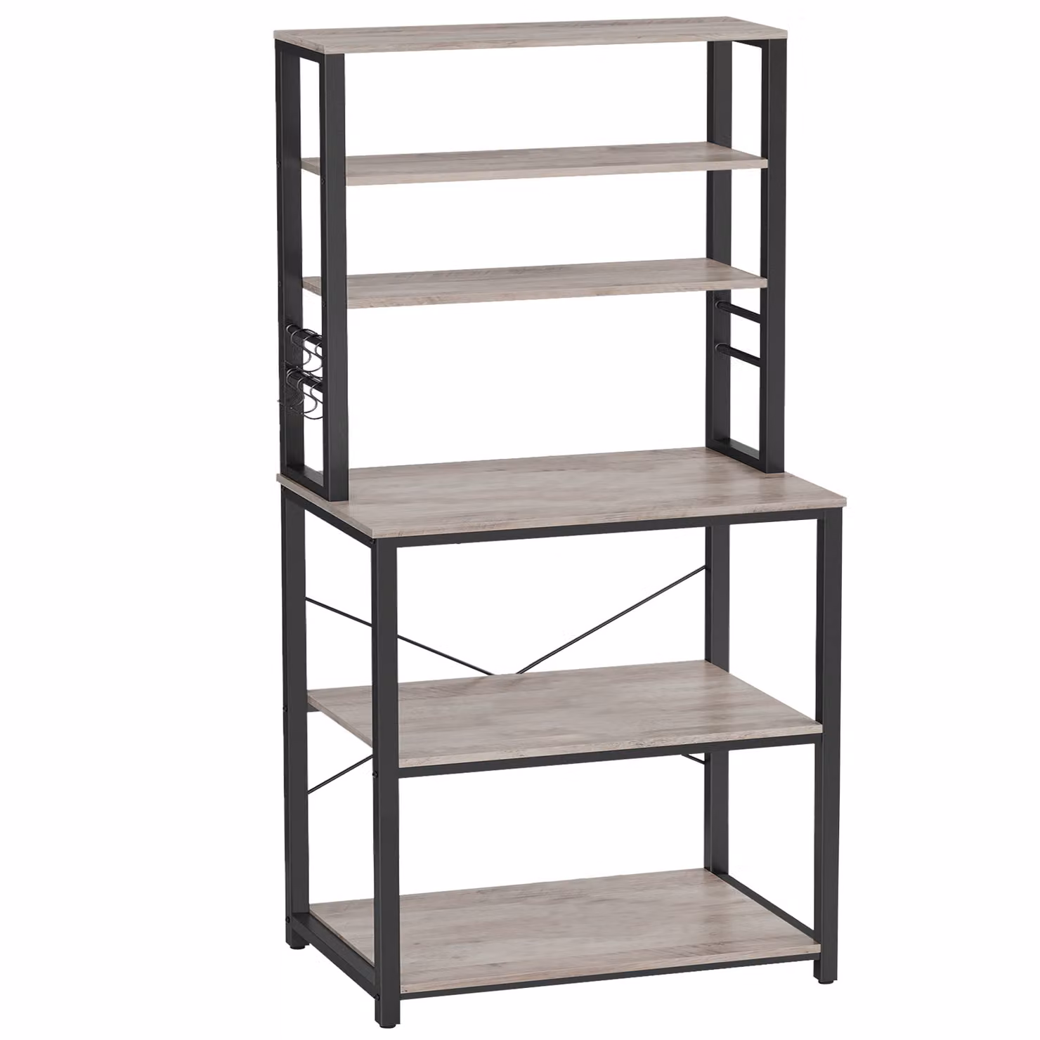 Scaffale da cucina VASAGLE, scaffale da terra, 40 x 60 x 167 cm, grigio-nero