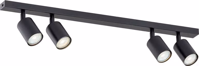 Lampada da soffitto minimalista con 4 faretti, listello nero da 70 cm, FLASH 4xGU10 8W Emibig