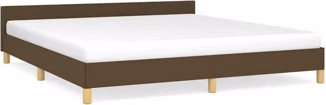 Letto matrimoniale moderno DESIGN IN in tessuto marrone scuro con struttura in legno e doghe, L/P/H: 186 x 180 x 207 cm – 1