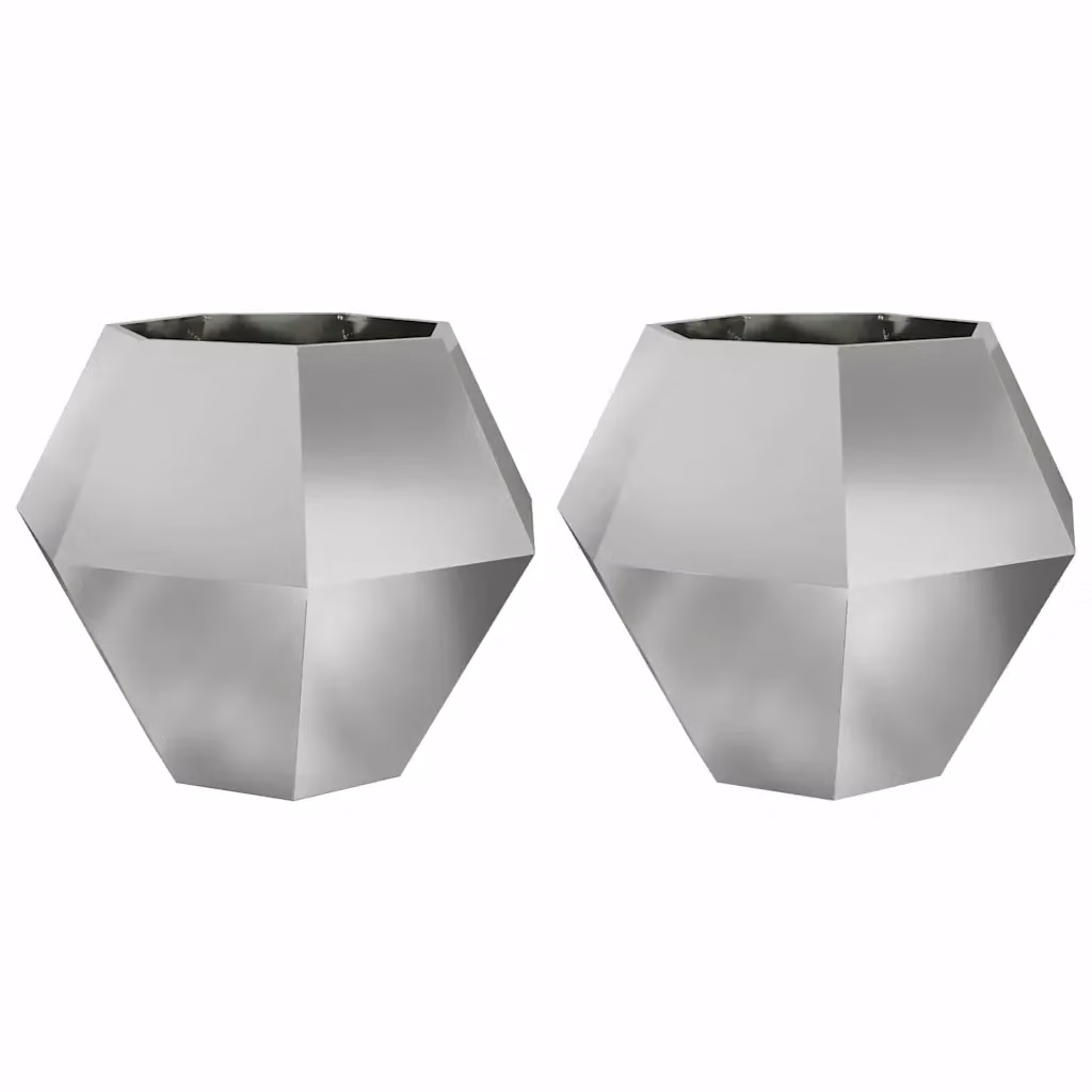 Set di 2 fioriere vidaXL in acciaio zincato argento L/P/H: 100 x 100 x 80 cm – 2
