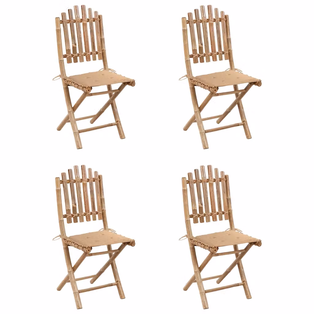 set da pranzo da giardino da 5 pezzi con cuscini Bambù pieghevole