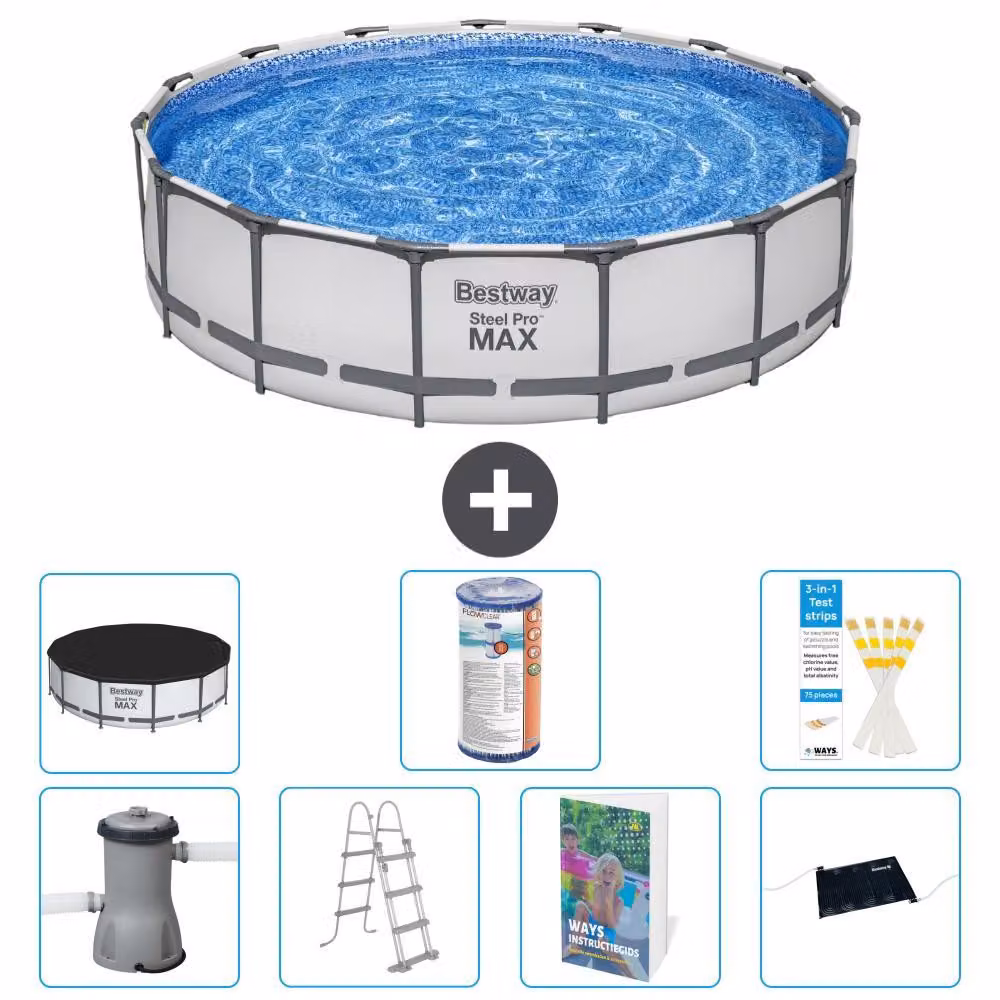 Piscina gonfiabile Bestway Steel Pro MAX, rotonda, 457x122 cm, composta da 6 parti, modello S619