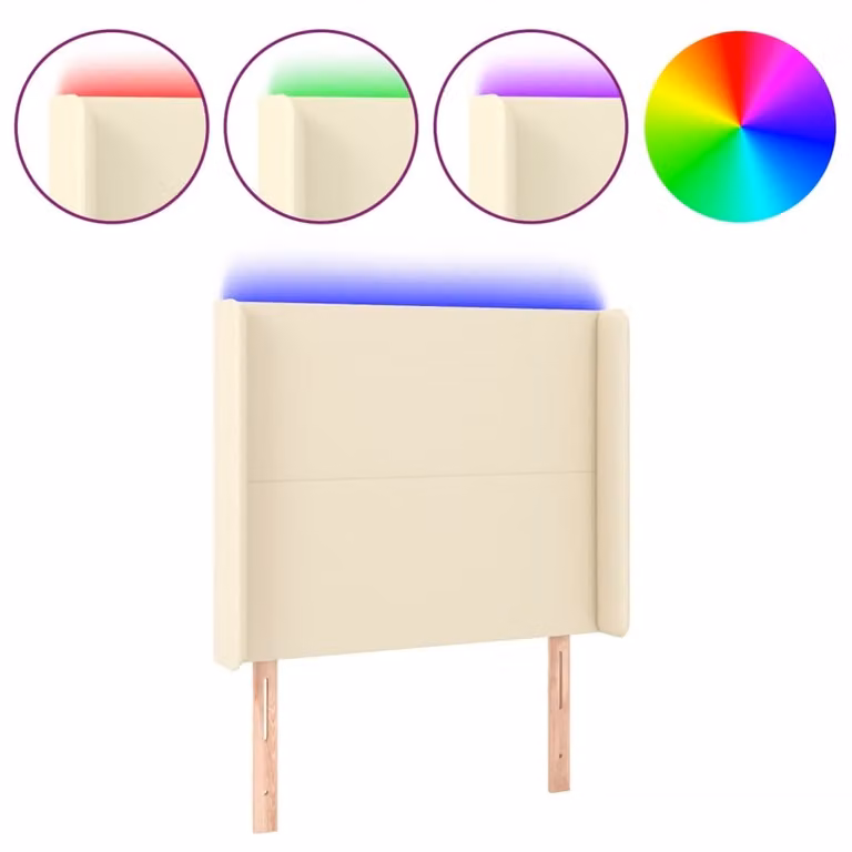 Testiera a LED crema 93x16x118/128 cm in Pelle finta