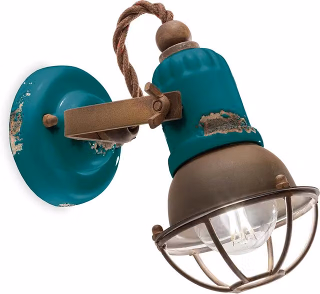 Applique Vintage Loft Ferro E Ceramica Verde 1 Luce E14