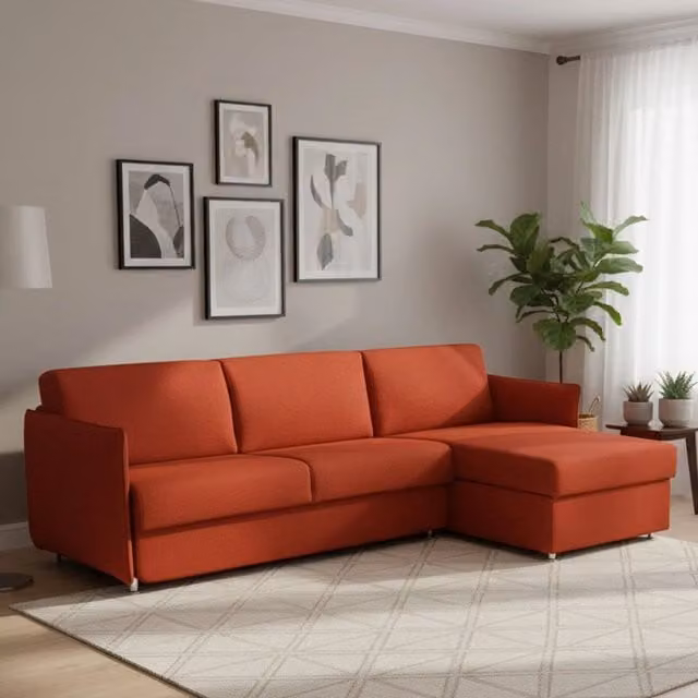 Divano Letto Sumirago DMORA con Penisola Sfoderabile Made in Italy, L/P: 260 x 160 cm, Arancione
