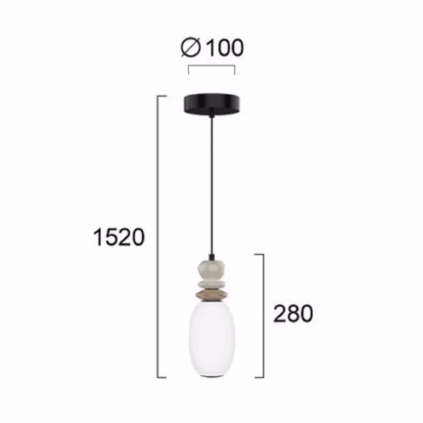 Viokef Lampada LED a sospensione Gemma, altezza 28 cm, colorata, vetro/ceramica/metallo Gemma, Multicolore, Soggiorno / Sala da pranzo, Vetro