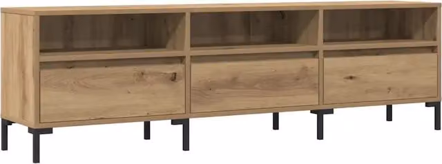 Mobile TV rovere artigianale con grande spazio portaoggetti soggiorno 150 x 30 x 44 cm in legno multistrato rovere 02_0051071