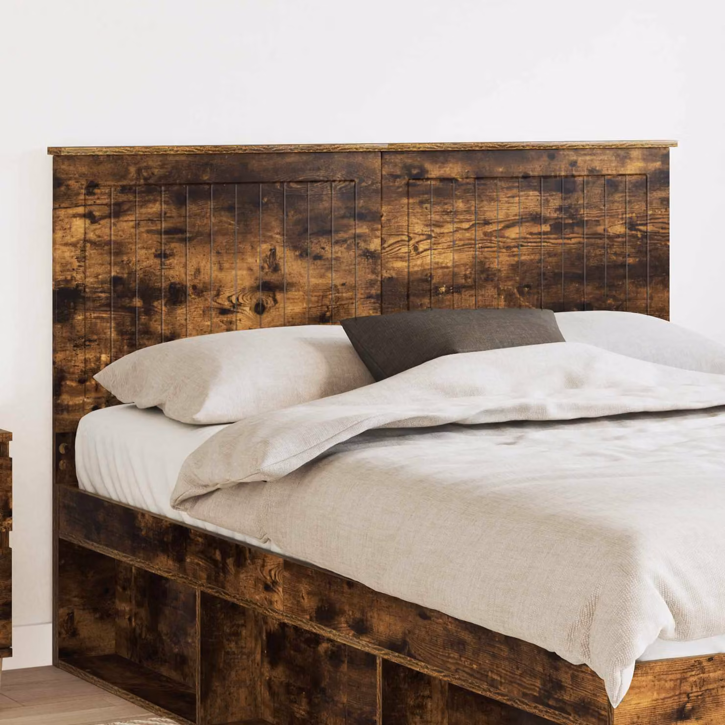 Testiera per letto vidaXL in legno ingegnerizzato Rovere Fumo, marrone opaco