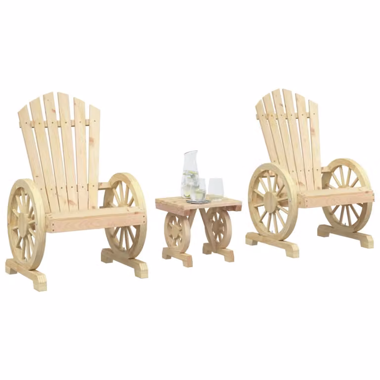 Set Salotto da Giardino vidaXL in Legno di Abete con Cuscini, Marrone e Beige