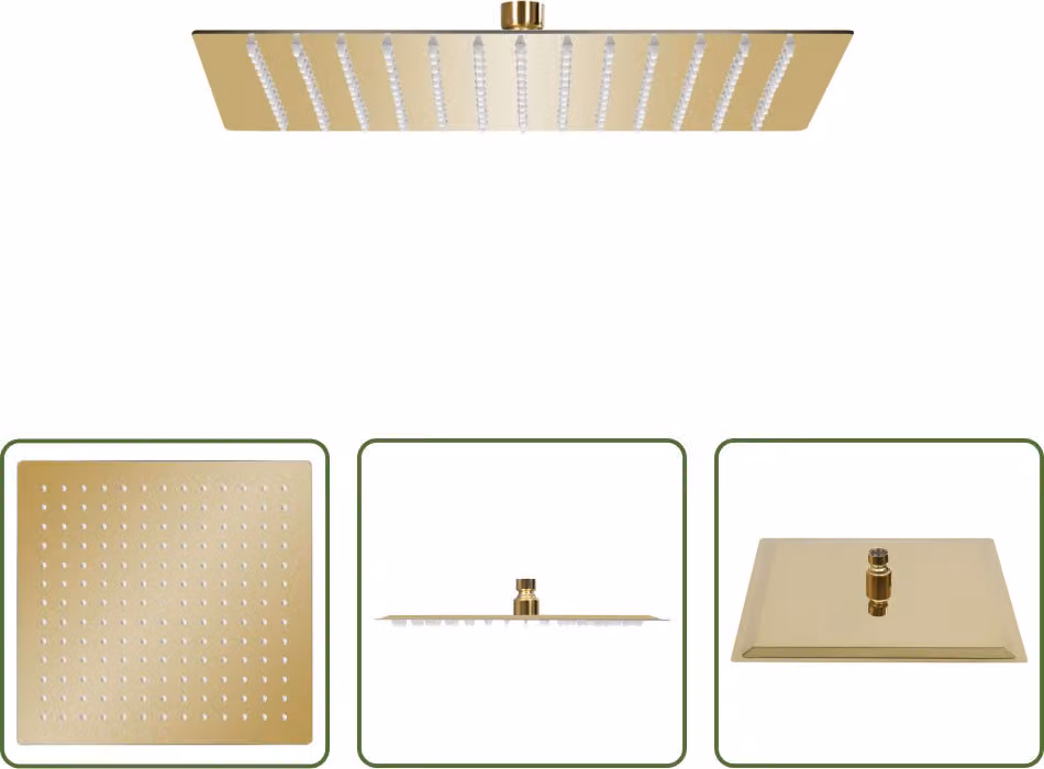 The Living Store Doccia a pioggia in acciaio inox quadrata 25x25 cm Golden