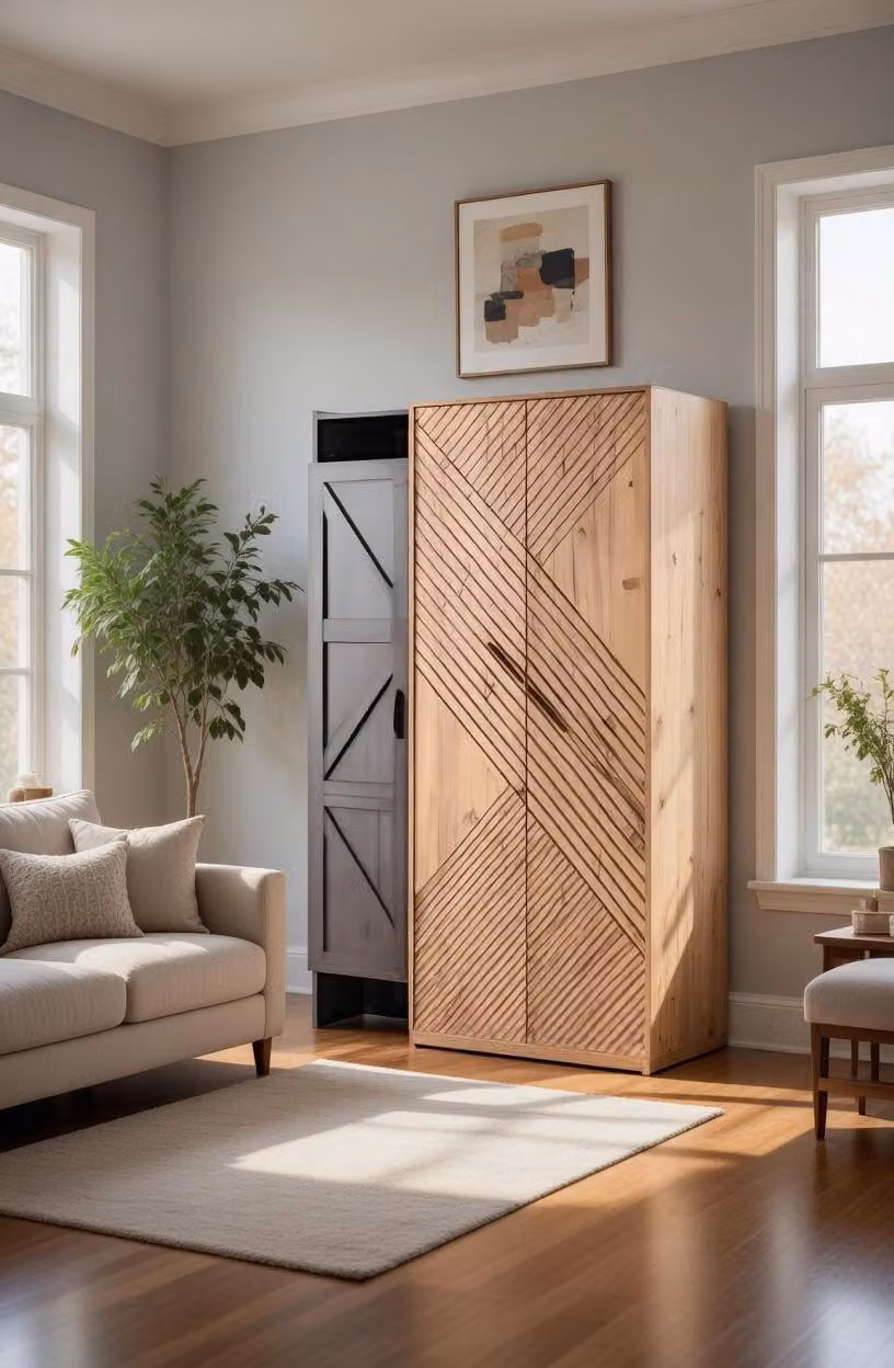 Elegante armadio con dettagli decorativi in legno per la tua casa