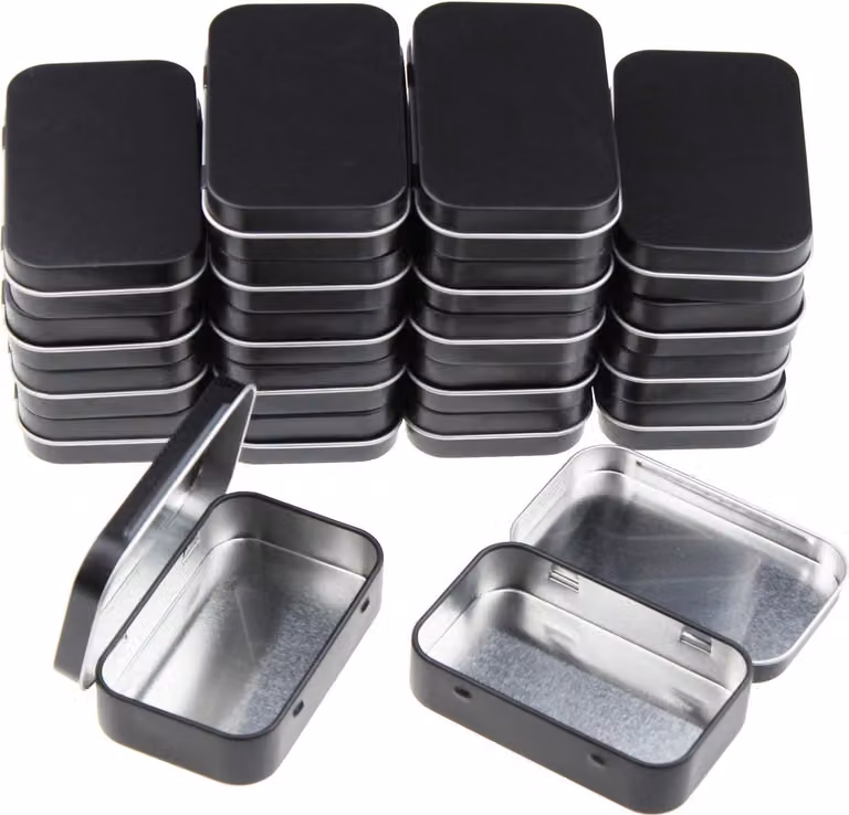 Scatole rettangolari in metallo - 20 pezzi - nero - 9,5 x 6,2 x 2,0 cm