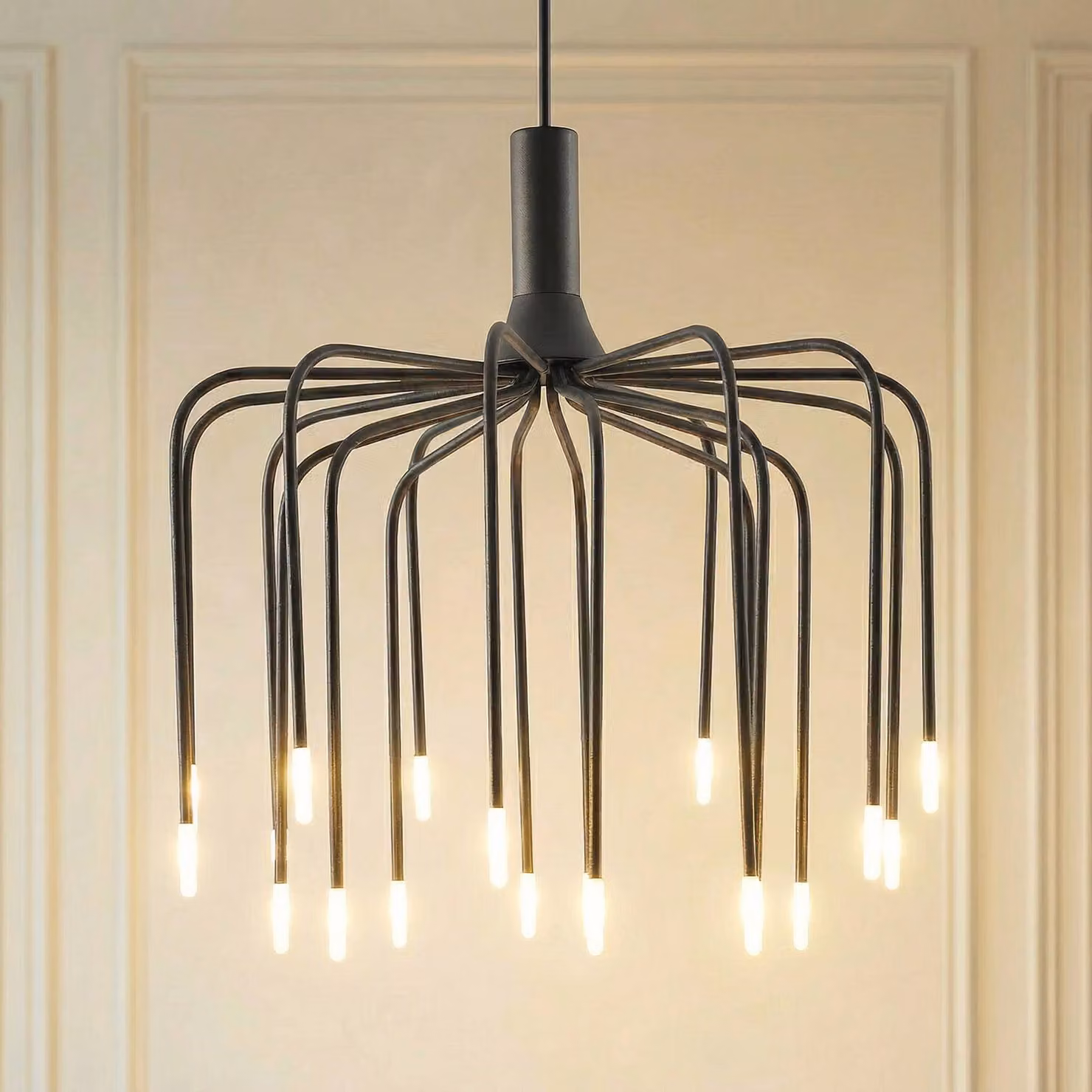 Lampada a sospensione Ariadne Lucande, dimmerabile, Nero, Soggiorno / Sala da pranzo, Metallo, Moderno, Lampada a sospensione