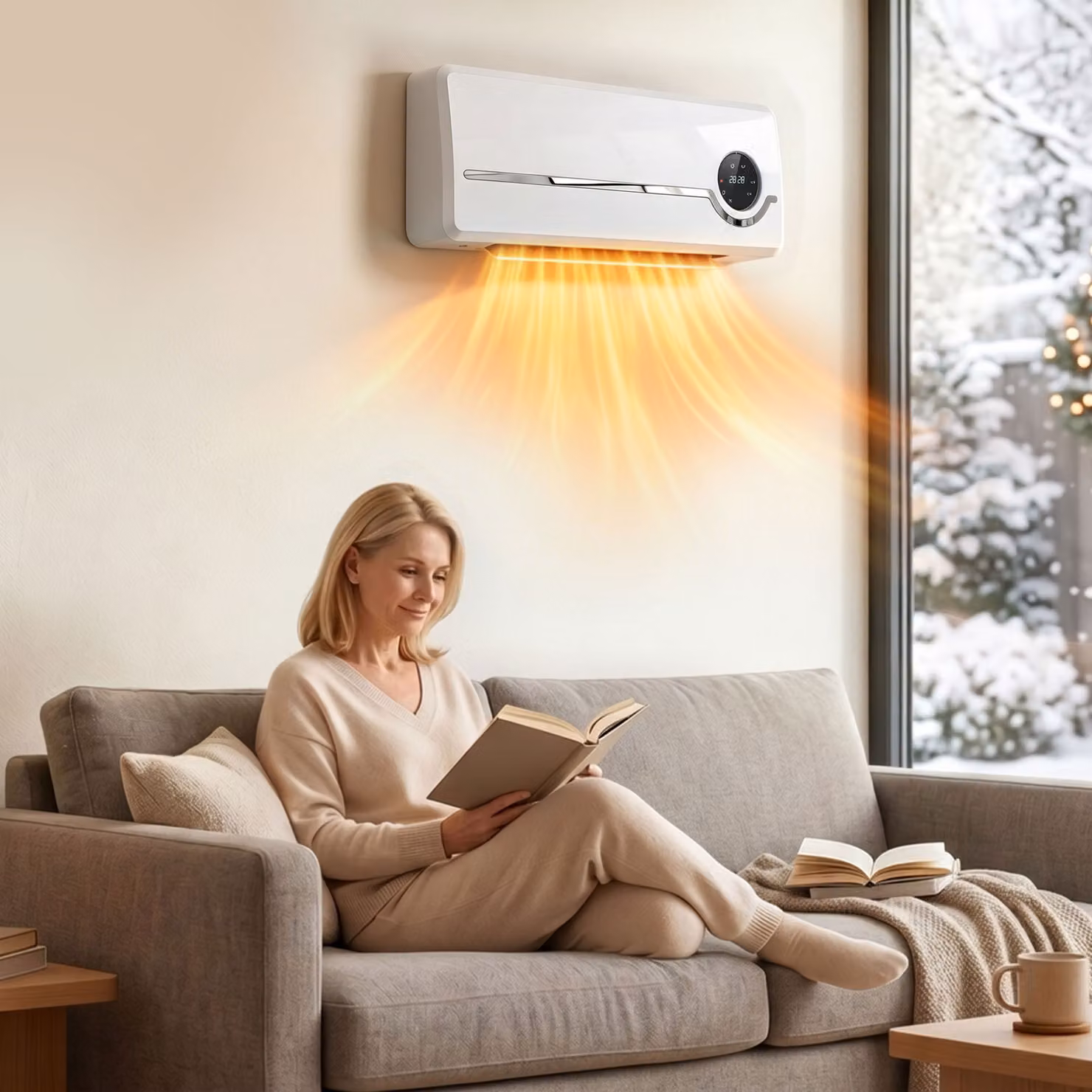 Stufa in ceramica a parete HOMCOM da 2000W con telecomando, timer e 3 modalità, colore bianco – 2