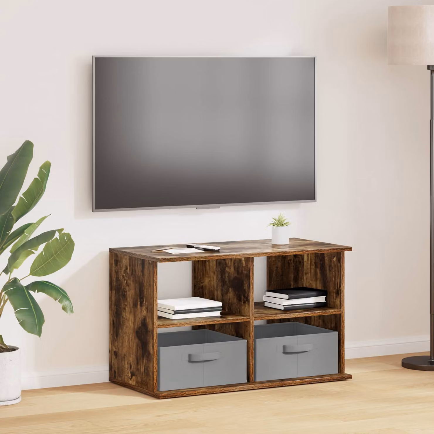 Supporto TV moderno vidaXL in legno e MDF marrone L: 79 cm, P: 40 cm, H: 48 cm