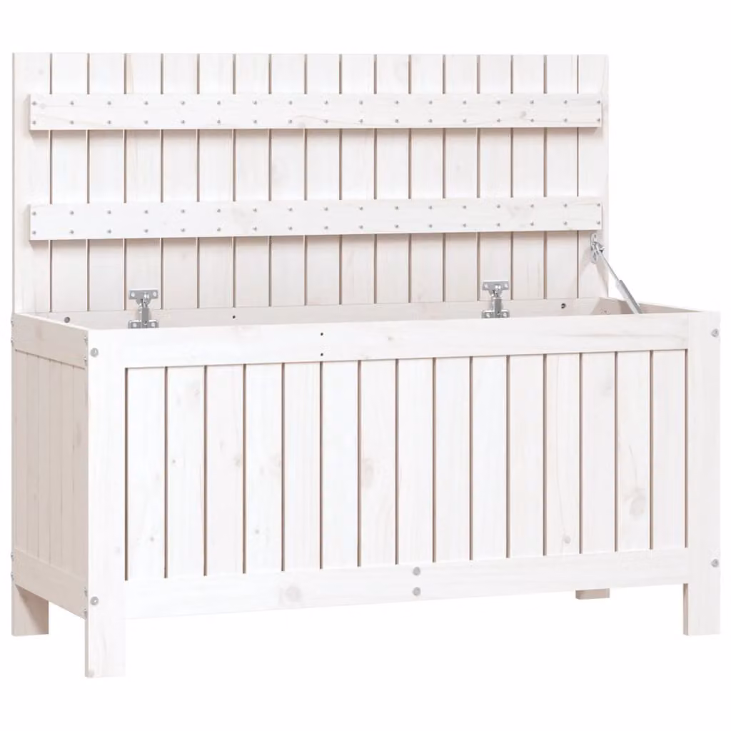 Contenitore Giardino Bianco 108x42,5x54 cm Legno Massello Pino