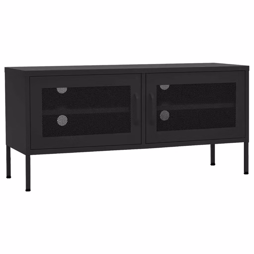 Mobile TV moderno vidaXL in metallo nero L: 105 cm, P: 35 cm, H: 50 cm – 2