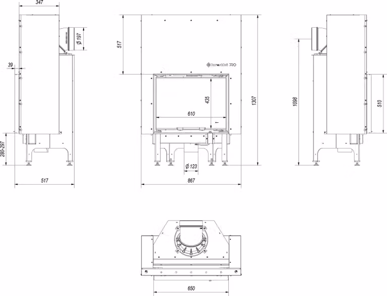 Inserto camino in acciaio KRATKI NADIA 10 kW Ø 200 con porta scorrevole pannellata nera