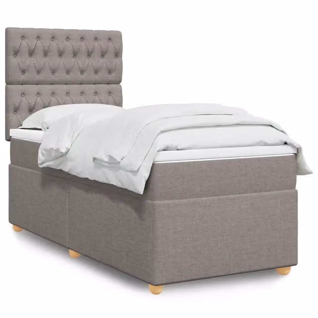 Letto Ibrido vidaXL con Giroletto a Molle e Materasso in Tessuto, Colori Beige, Bianco e Grigio, L/P: 100 x 200 cm