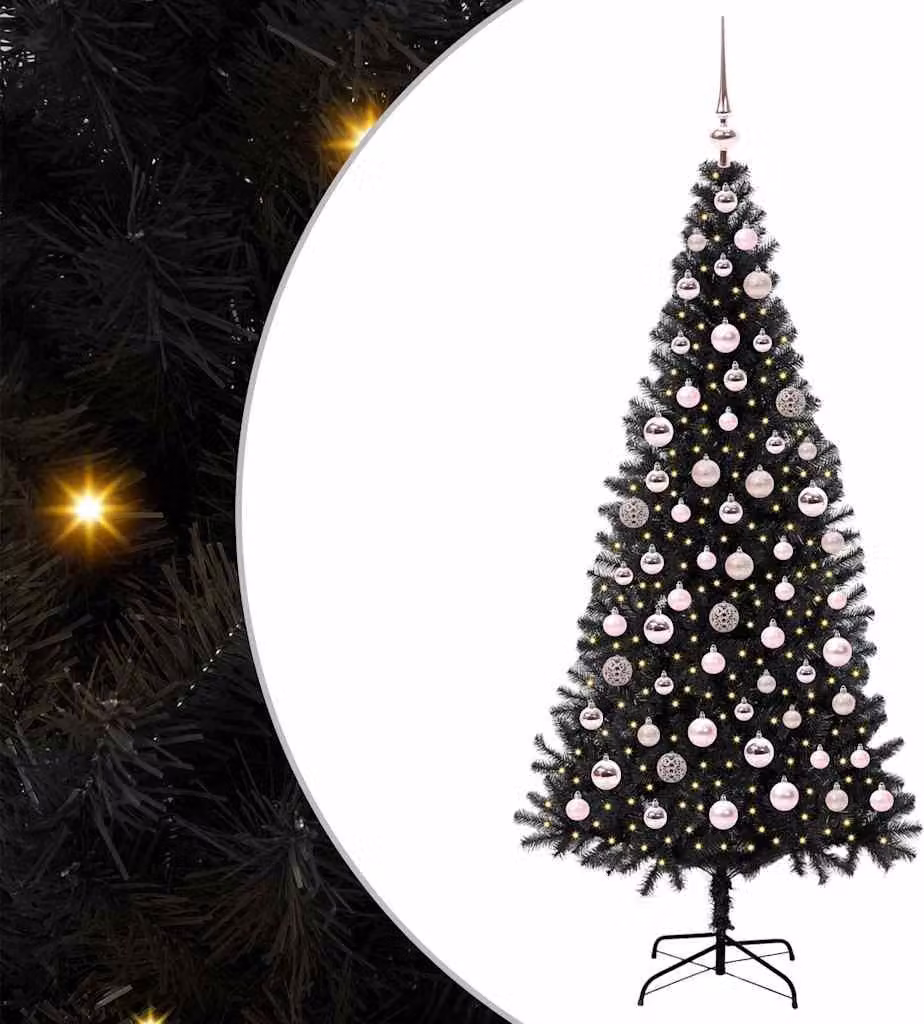 Albero di Natale con 300 LED con supporto Nero 180 cm PVC