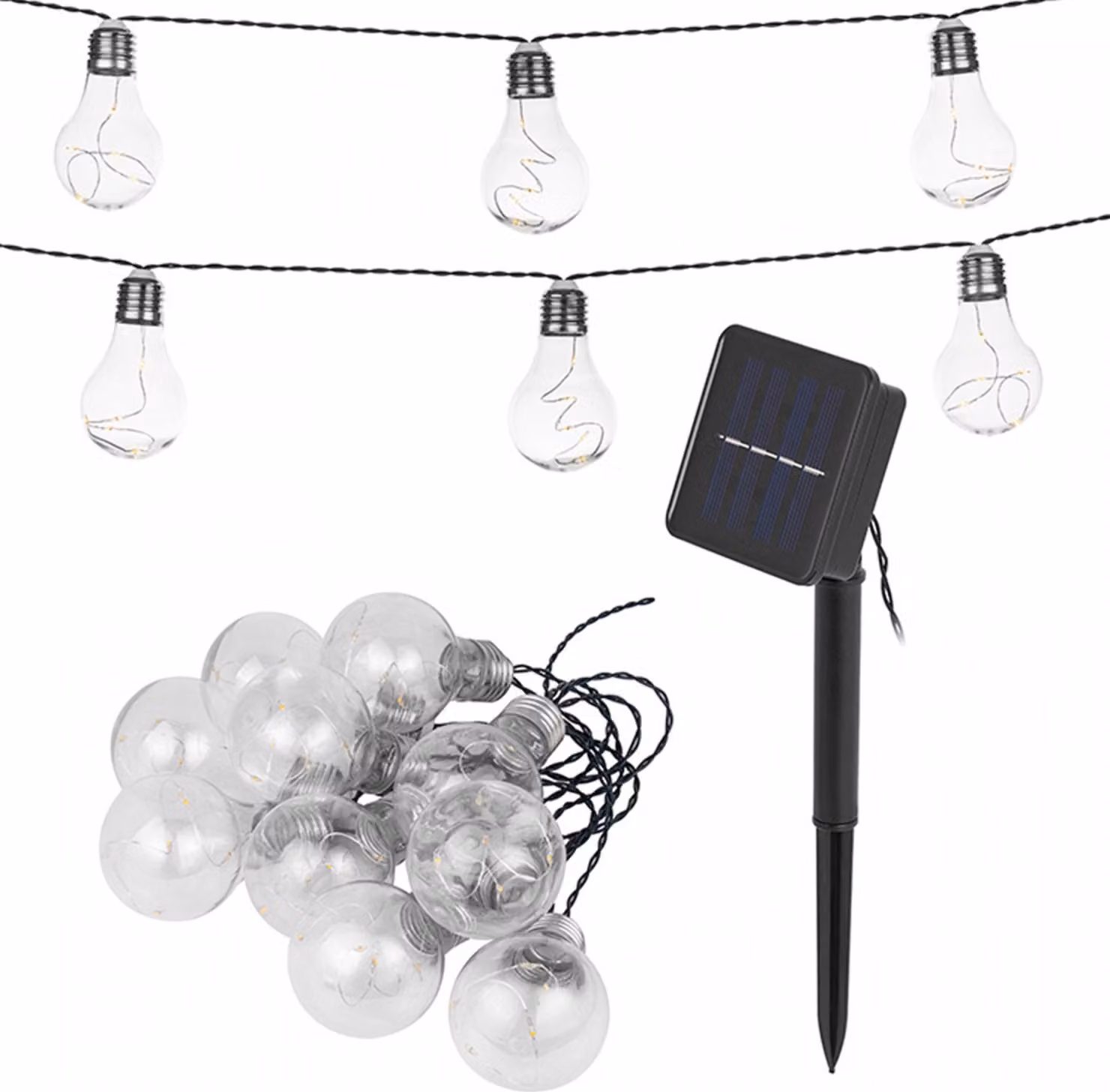 Luci da fata ad energia solare 50 LED 10x lampadine solari ghirlanda di luci da fata per giardino IP44 5m