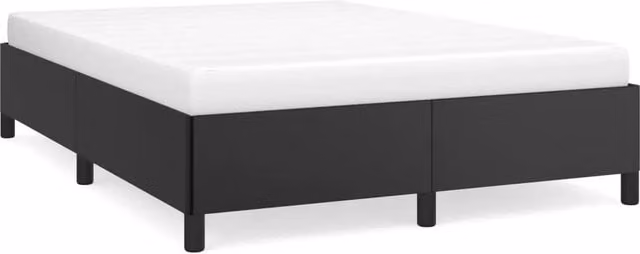 Letto matrimoniale moderno in similpelle nera con struttura imbottita e doghe in legno L/P/H: 140 x 190 x 35 cm – 1