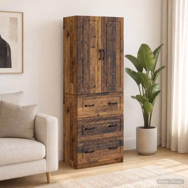 Set di 2 armadi vidaXL in legno ingegnerizzato e metallo con ante scorrevoli e ripiani interni, colore marrone, L/P/H: 66 x 34,5 x 87 cm