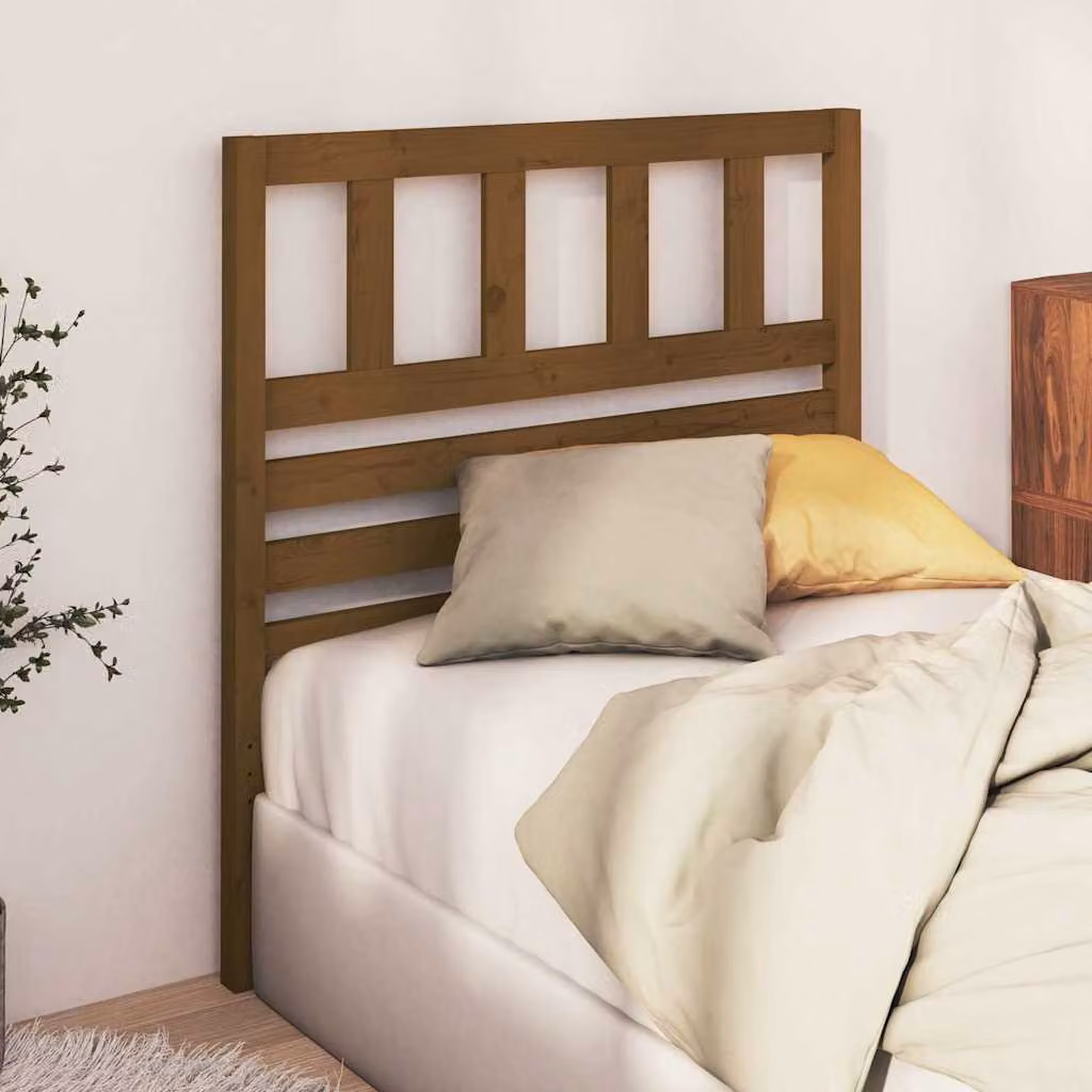 Testiera per letto vidaXL in legno massello di pino, colore ambra, L: 106 cm, P: 4 cm, H: 100 cm