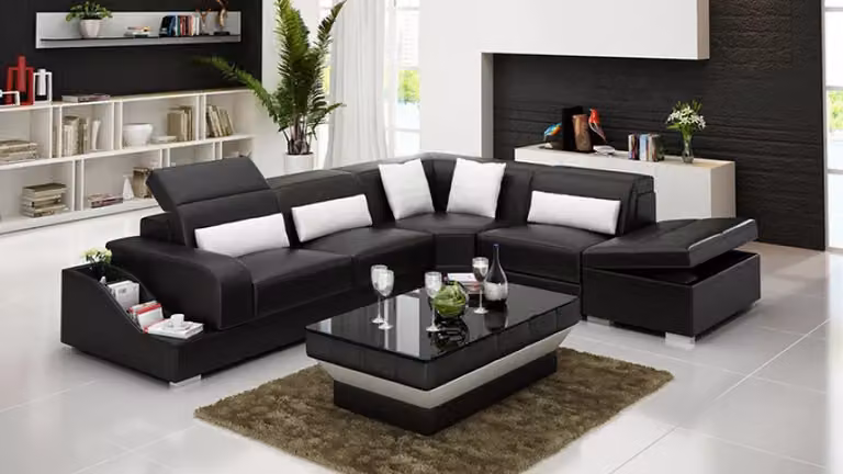 Garnitur Eckgarnitur Sofa Ledersofa Ecksofa Polster Polster Couch Wohnlandschaft