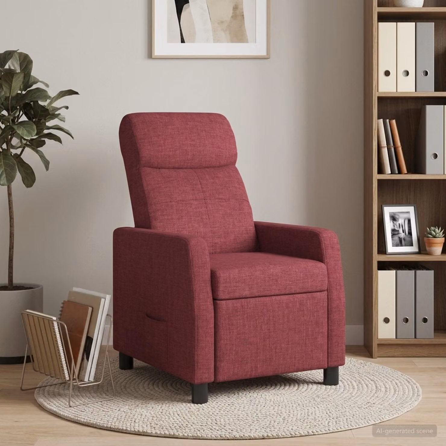 vidaXL Poltrona reclinabile moderna in tessuto rosso con braccioli