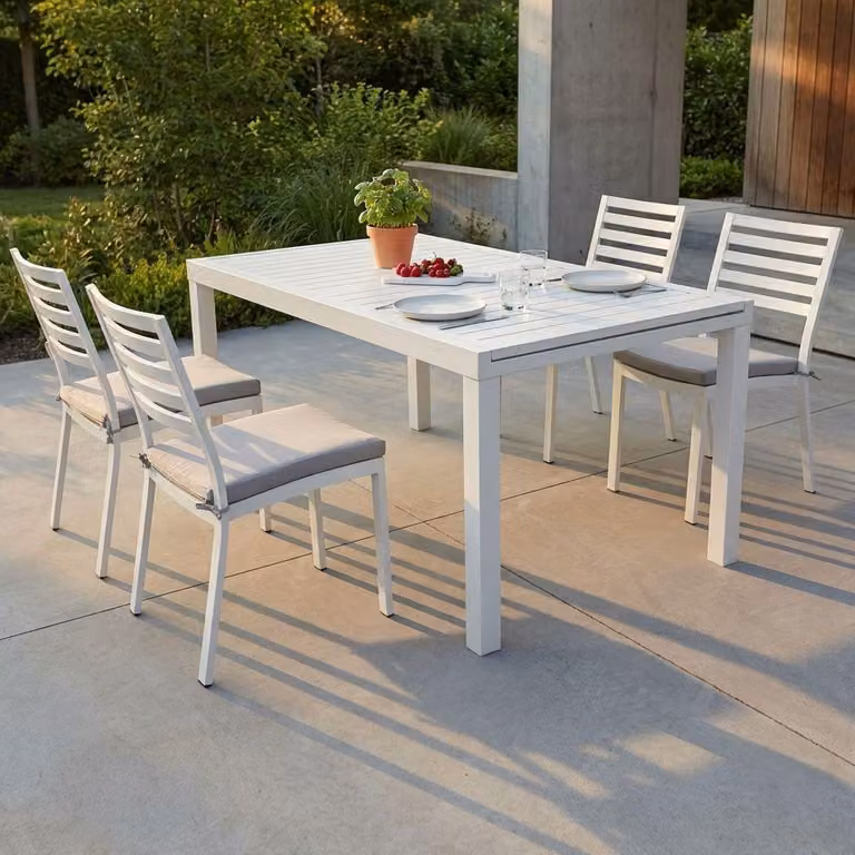 Milani Home - Set Tavolo Giardino Allungabile Rettangolare 160/240x90 Con 4 Sedie In Alluminio Tortora Da Esterno - Tortora