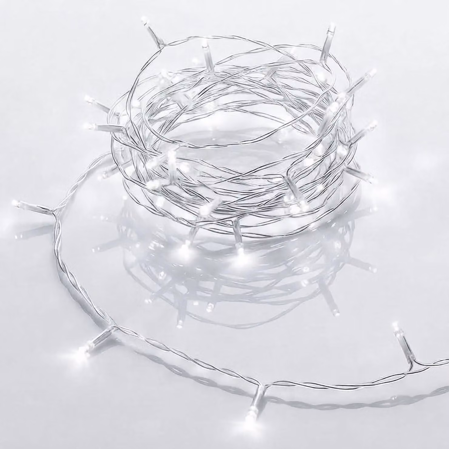 Catena luminosa a LED, 50 luci, bianco freddo, 5 metri, alimentazione a batteria