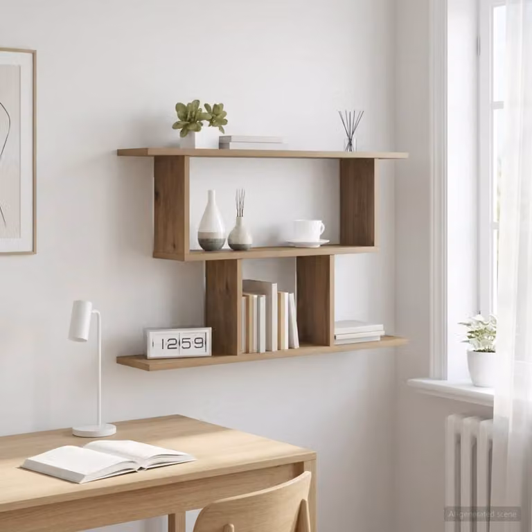 Scaffale da parete moderno vidaXL in legno color marrone L: 80 cm, P: 15 cm, H: 50,5 cm