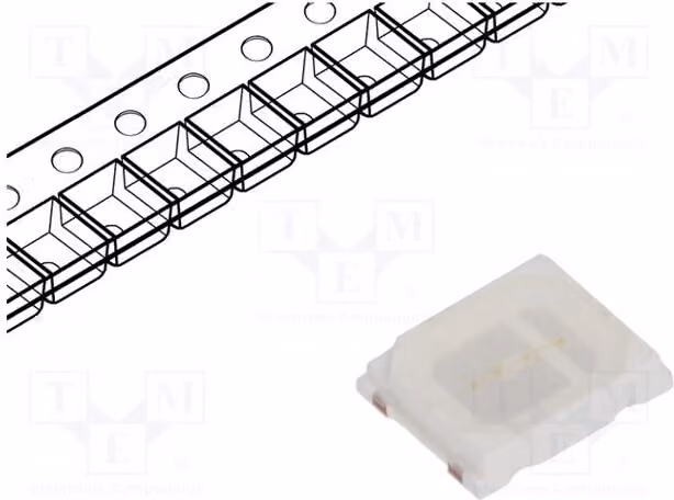 5 LED, dimensioni 2,8x3,5x0,8 mm, angolo di emissione 120°, intensità luminosa 1000÷1500 mcd, tecnologia 2835, tipo PLCC2, colore blu, montaggio superficiale (SMD), corrente di funzionamento 60 mA, modello LL-R2835BC-B4M-M1