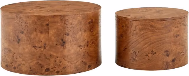 Set di 2 tavolini da caffè nesting REDOM rotondi in MDF marrone con piano moderno – 1
