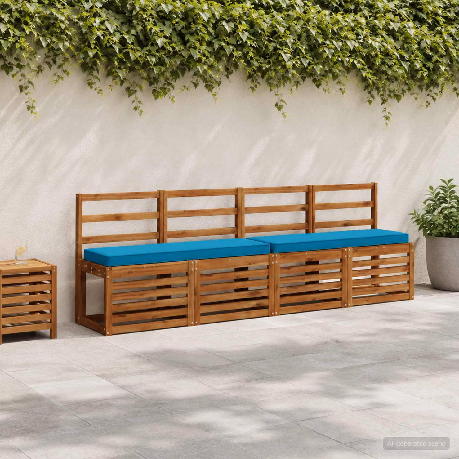 Set di 2 cuscini per panchina vidaXL in poliestere blu con rivestimento rimovibile e resistente ai raggi UV