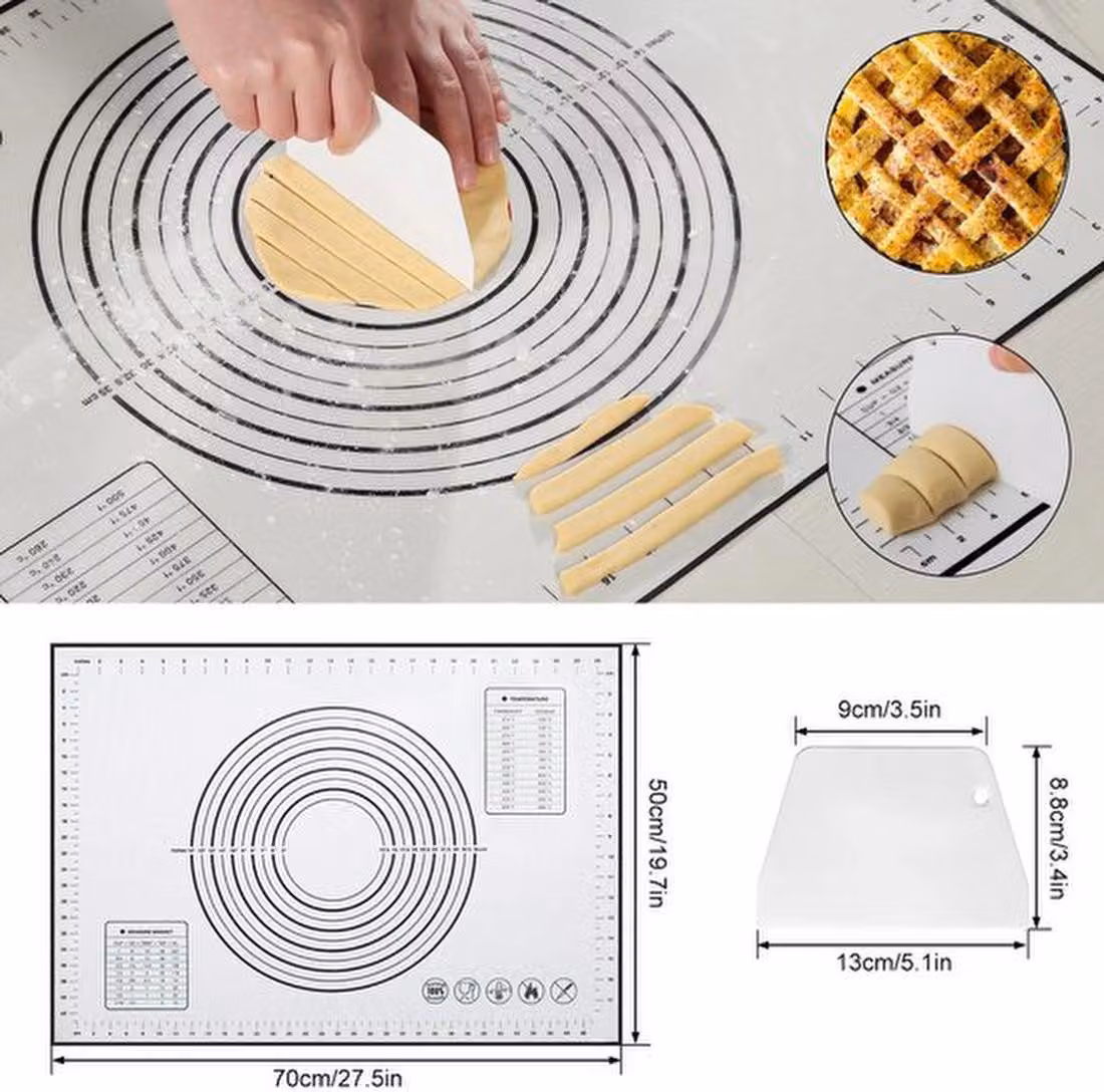 Tappetino da forno in silicone antiscivolo con linee di misurazione per un uso versatile