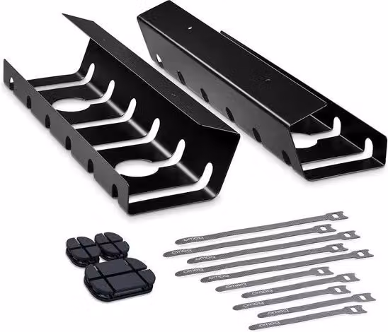 Organizzatore di scrivania DOORDACHT in metallo nero con clip per cavi, set da 2 pezzi