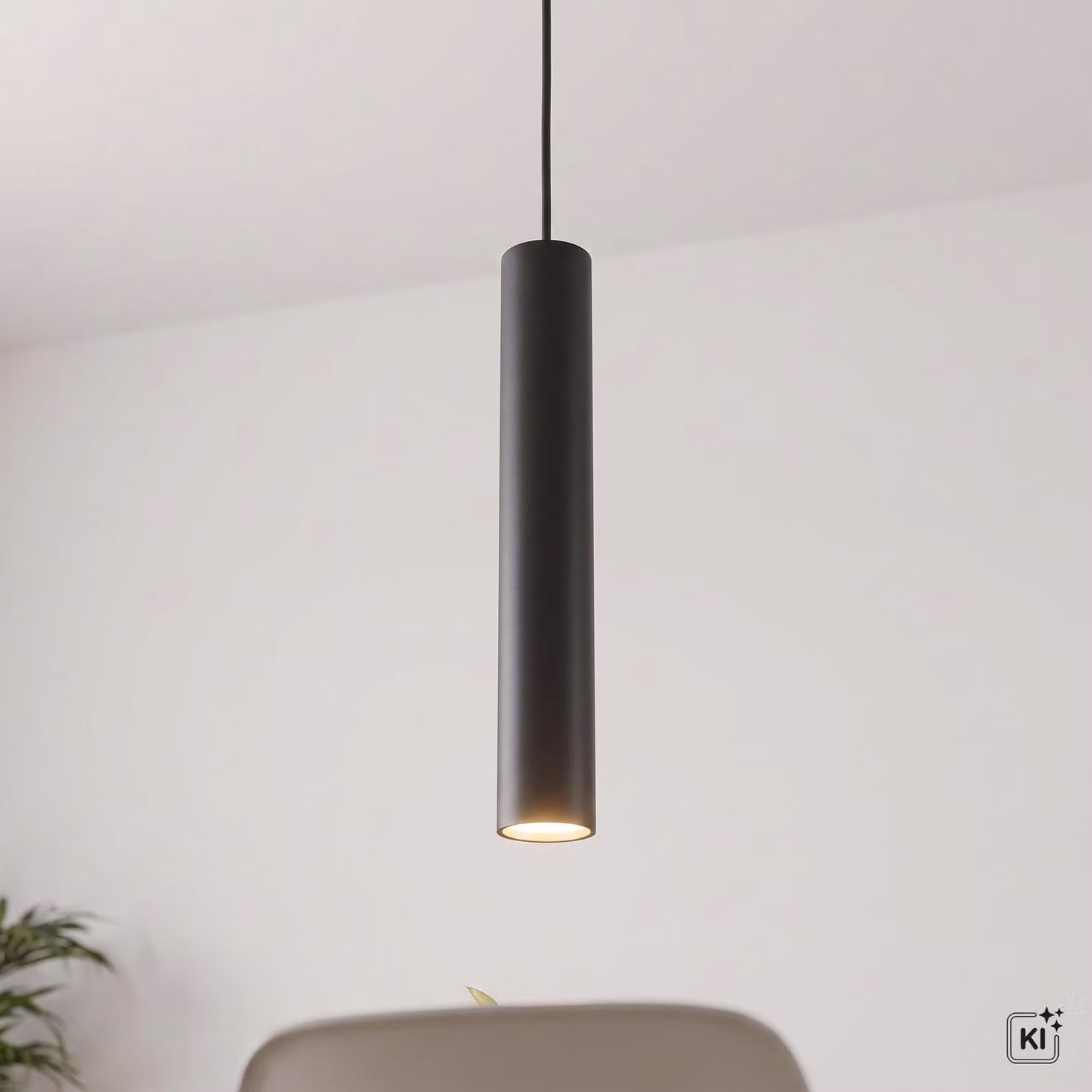 Lampada a sospensione in metallo rotonda Ø 4 cm H: max. 130 cm Nero GU10 Moderno