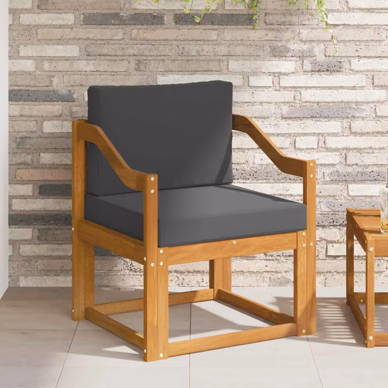 Divano da esterno moderno vidaXL in legno di acacia massello con cuscini inclusi, disponibile in antracite, marrone o grigio