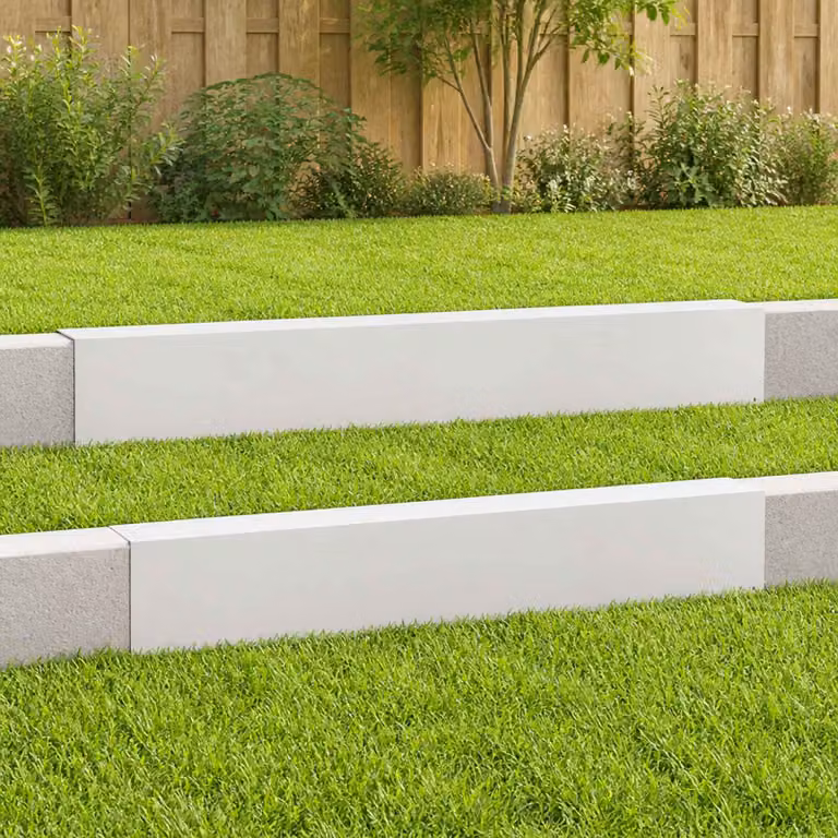 Set di 2 profili di copertura per giardino vidaXL in acciaio, grigio e bianco, L 100 x P 15 x H 10 cm