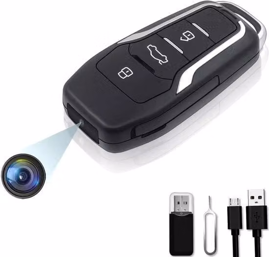 Action Camera di Sorveglianza 1080P con Monitoraggio di Movimento, Registrazione Video e Audio, Batteria da 6 Ore e 64GB, Colore Nero